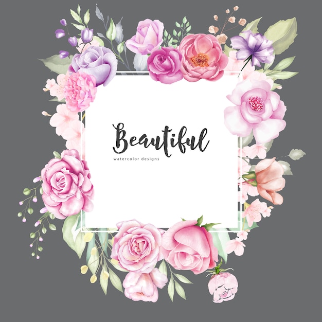 Aquarell Blumenrahmen Hintergrund