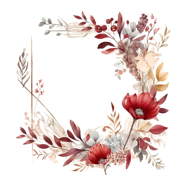 Aquarell blumenrahmen mit blumenstrauß clipart