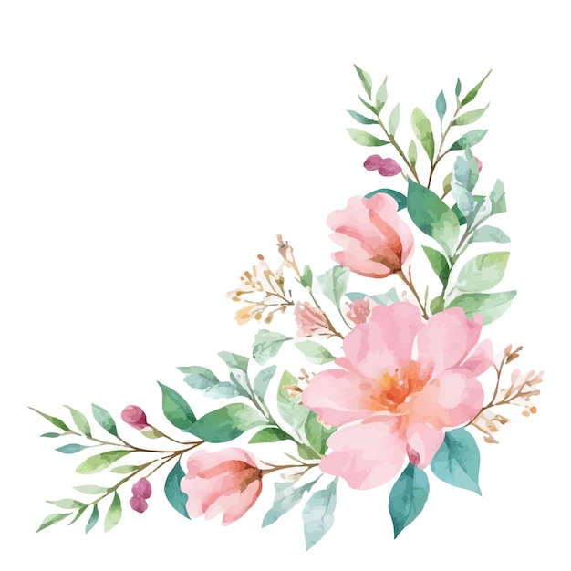 Aquarell-Blumenrahmen und Dankeskarte