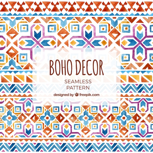 Aquarell boho-muster mit geometrischem design