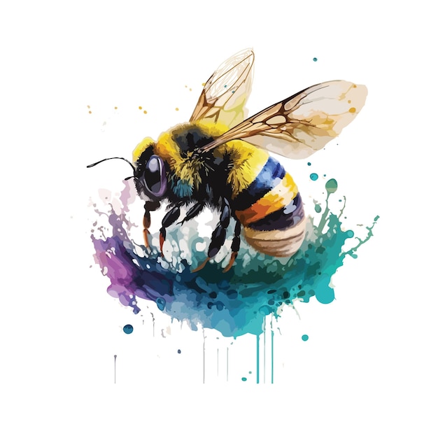 Aquarell bunter Bienenvektor