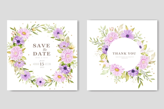 Aquarell chrysantheme hochzeitskarte