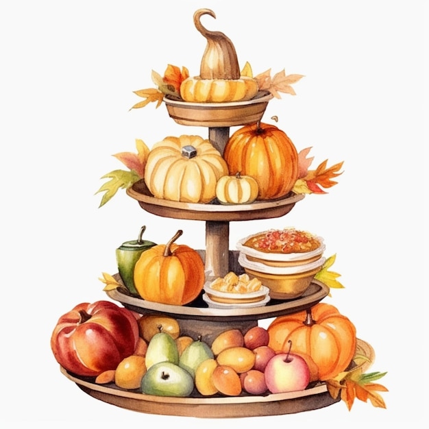 Aquarell clipart kürbishaus bauernhof thanksgiving