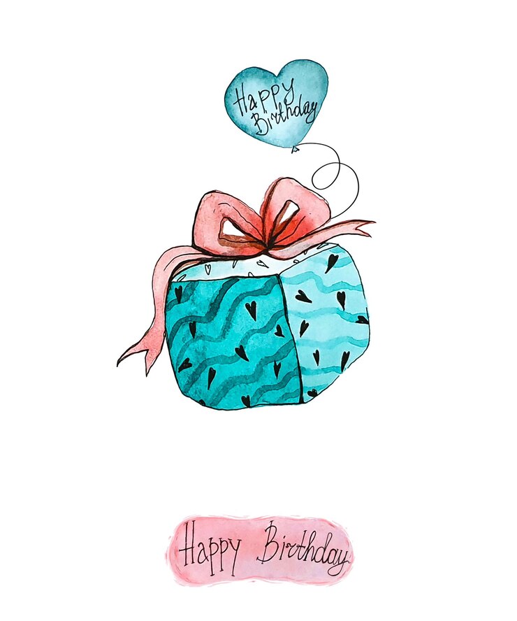 Vektor aquarell-clipart mit einer vintage-geschenkbox auf transparentem hintergrund.