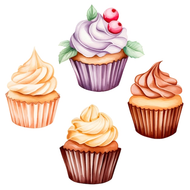 Aquarell-cupcakes-clipart-sammlung