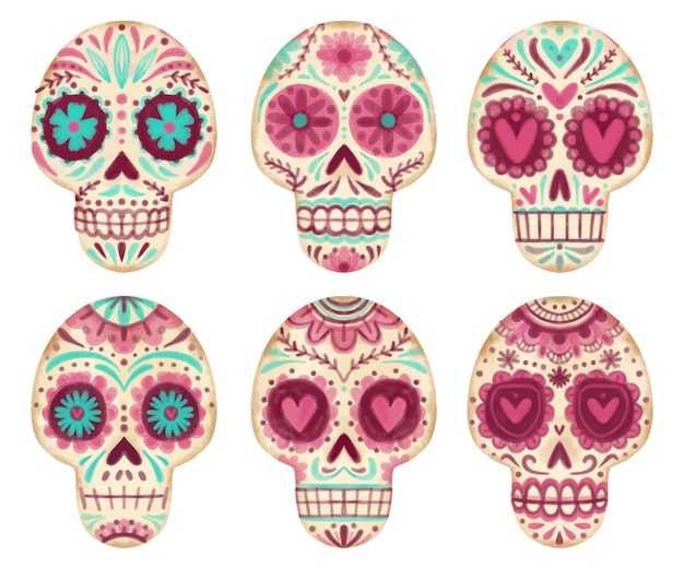 Aquarell dia de muertos Schädelkollektion