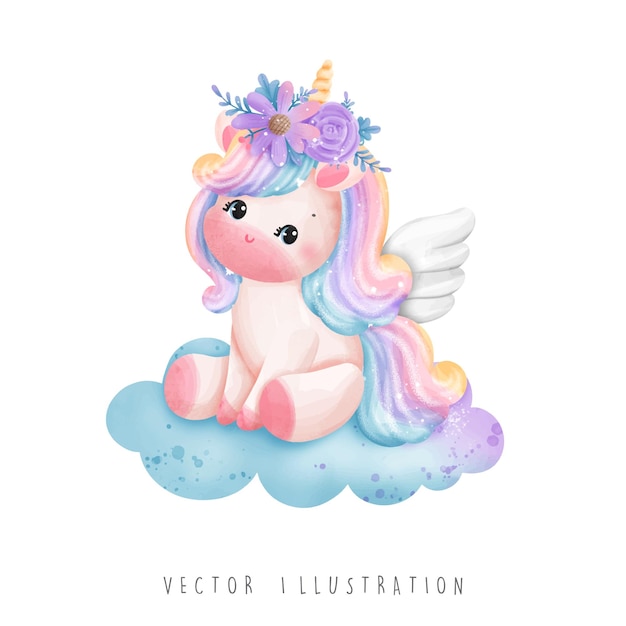 Aquarell einhorn magische einhorn-vektor-illustration