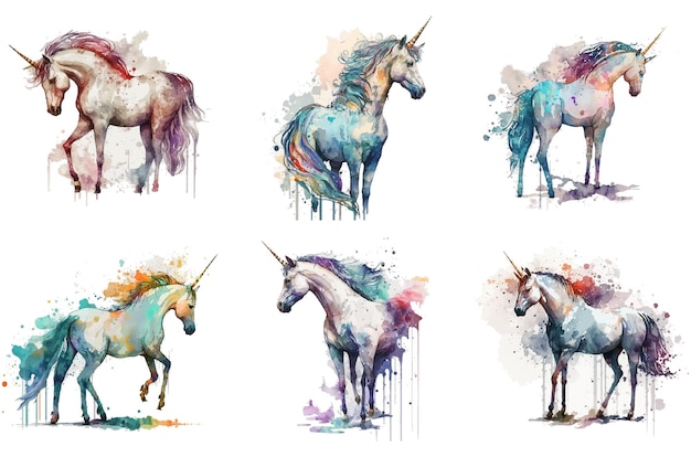 Aquarell-Einhorn-Vektor-Illustration-T-Shirt-Druck