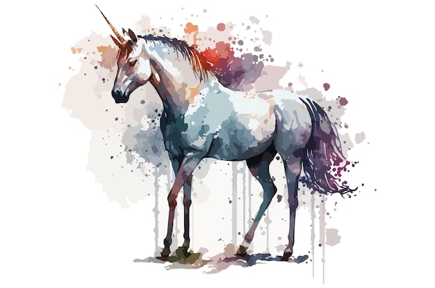 Aquarell-Einhorn-Vektor-Illustration-T-Shirt-Druck