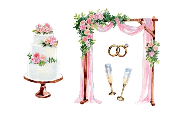 Aquarell-Elementen-Sammlung für Hochzeiten