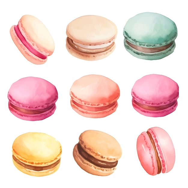 Aquarell essen malerei macaron clipart