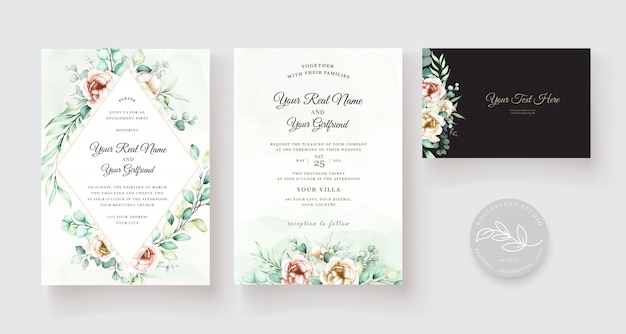 Aquarell Eukalyptus Hochzeit Einladungskarte Set
