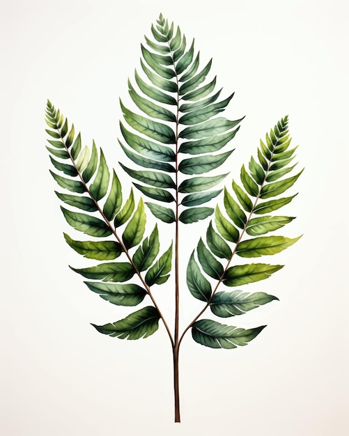 Vektor aquarell fern frond auf weißem hintergrund minimalistisches poster