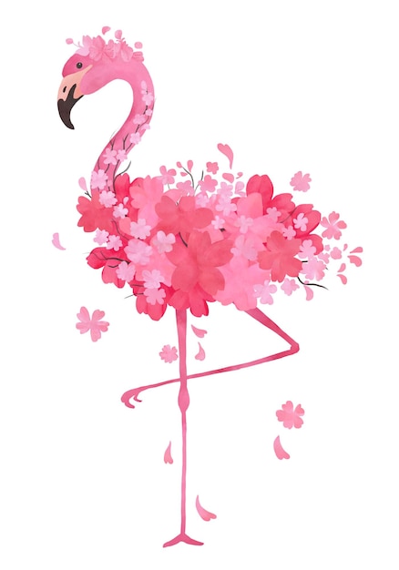 Aquarell flamingo kirschblüte