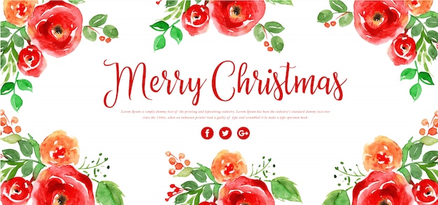 Aquarell floral frohe weihnachten banner