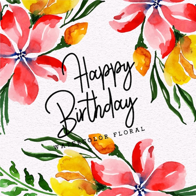 Aquarell floral herzlichen glückwunsch zum geburtstag hintergrund