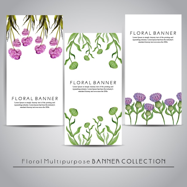 Aquarell floral mehrzweck-banner-sammlung