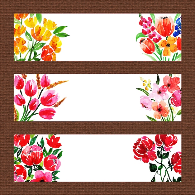 Aquarell floral mehrzweck-banner-set