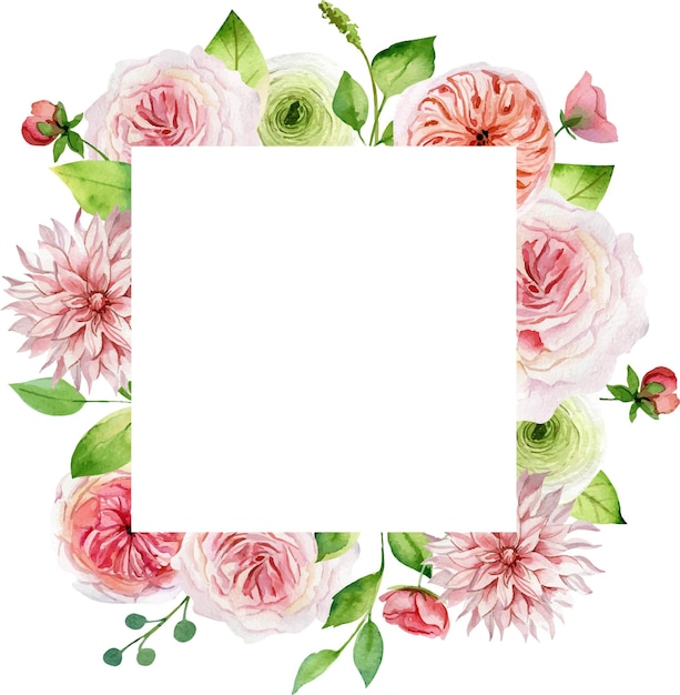 Vektor aquarell floralen rahmen mit rosen