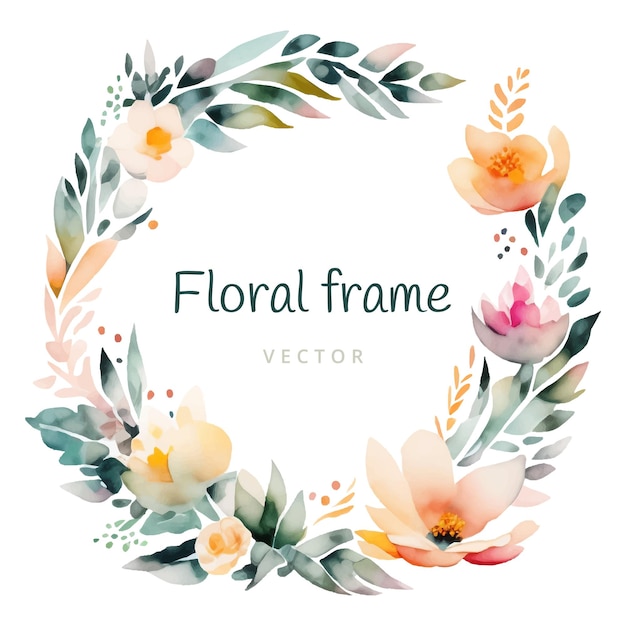 Vektor aquarell frühlingsblumenrahmen florale vektorillustration ai generiert