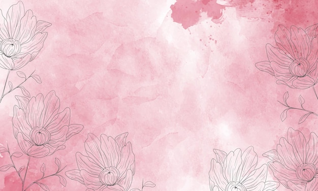 Vektor aquarell gemalter hintergrund mit handgezeichneten blumen