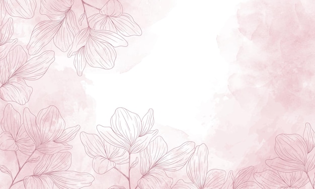 Aquarell gemalter hintergrund mit handgezeichneten blumen