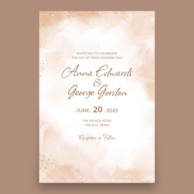 Vektor aquarell glitzer boho hochzeitseinladung