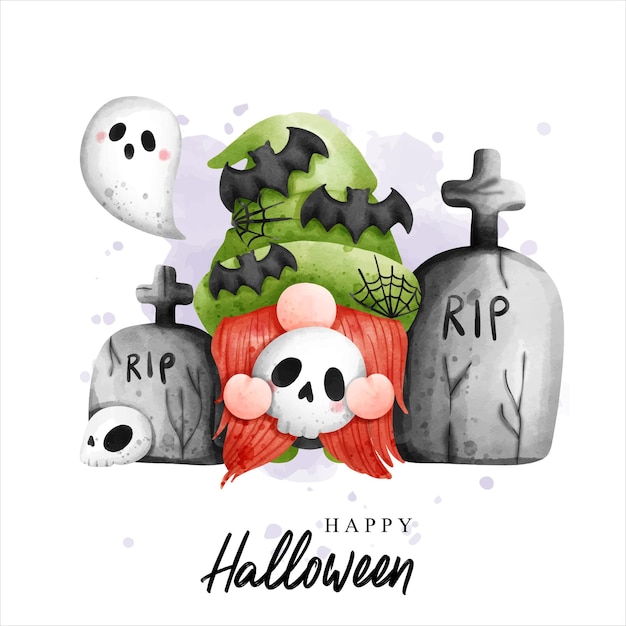 Aquarell Gnom Halloween Halloween Vektor Illustration