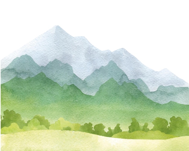 Aquarell grüne Berglandschaft