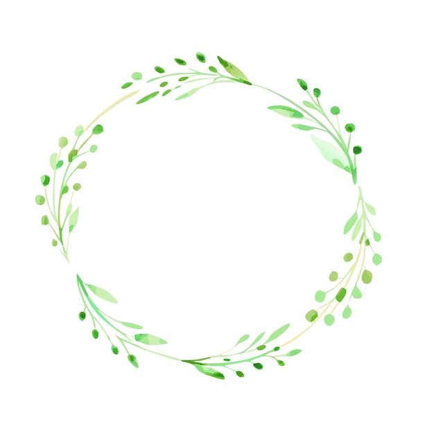 Aquarell-Grüner Blumenkränz-Kreisrahmen