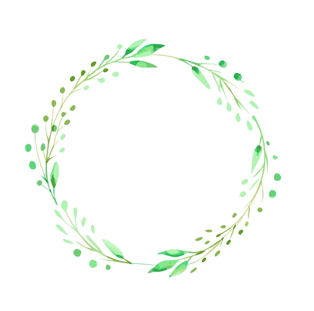 Aquarell-Grüner Blumenkransrahmen