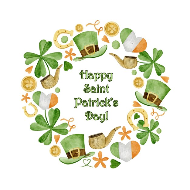 Aquarell-Grußkarte für St. Patrick's Day. Handgezeichnete Koboldillustration