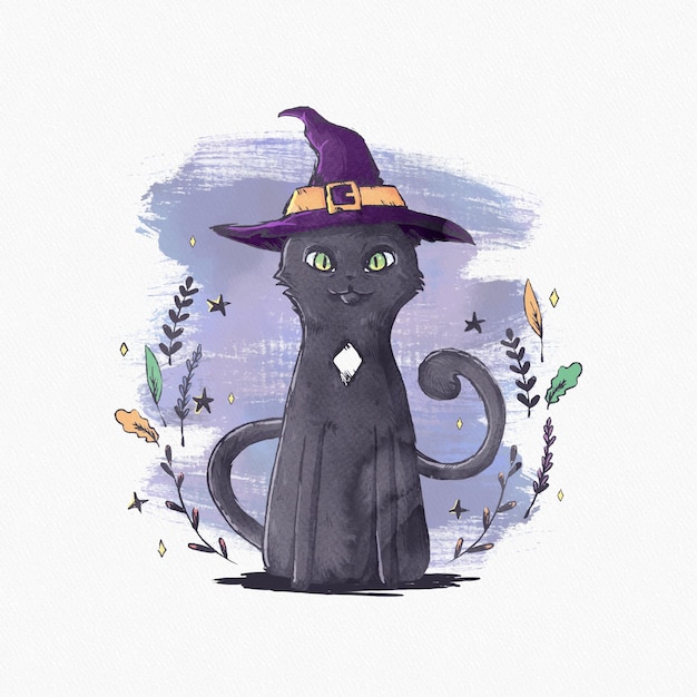 Aquarell Halloween Katze