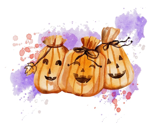 Vektor aquarell halloween taschenillustration