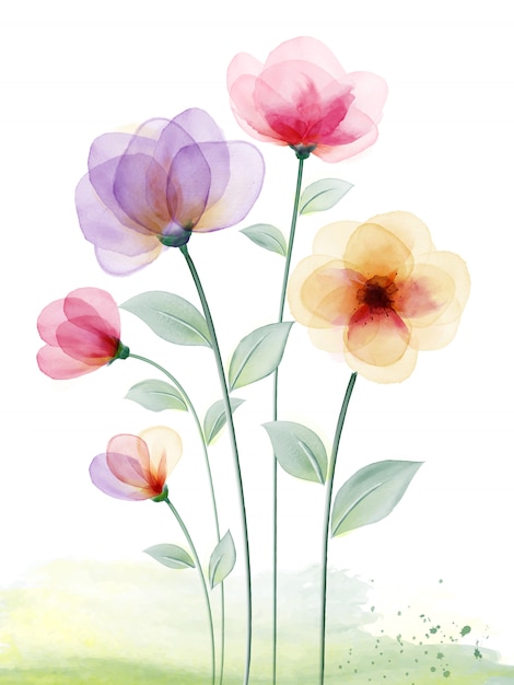 Vektor aquarell handgemalt mit bunten blumen