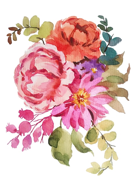 Aquarell handgemalte Blumenstrauß Sammlung