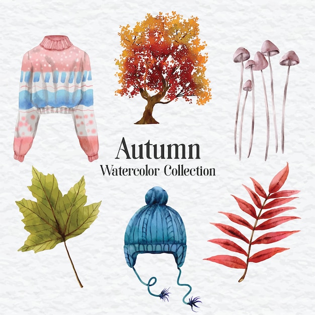 Vektor aquarell herbst clipart sammlung set illustration