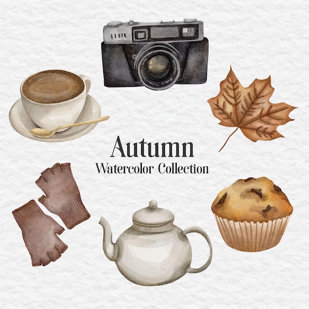 Vektor aquarell herbst clipart sammlung set illustration