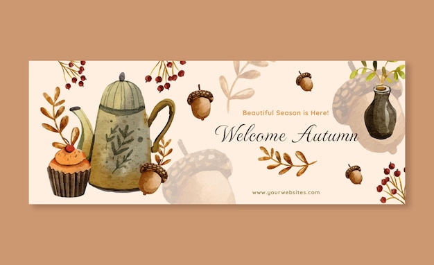 Aquarell herbst social media cover vorlage