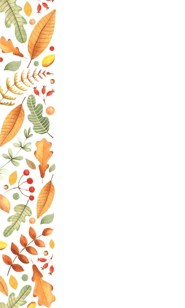 Aquarell herbstkartenvorlage design von blättern und zweigen herbstillustration für grußkarten