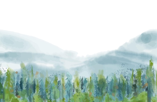 Vektor aquarell hintergrund breiter grüner wald