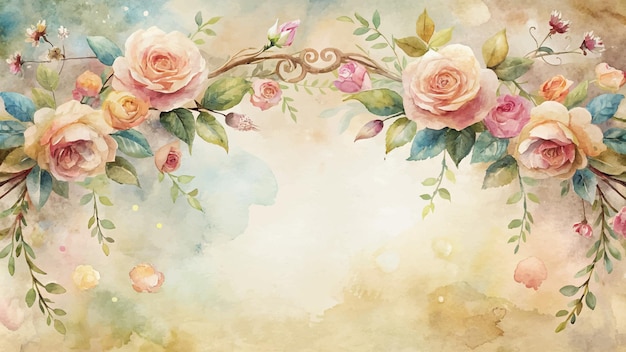 Vektor aquarell-hintergrund mit blumen im vintage-stil