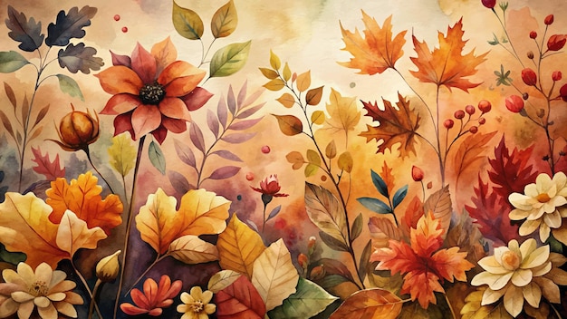 Vektor aquarell-hintergrund mit herbstblumen