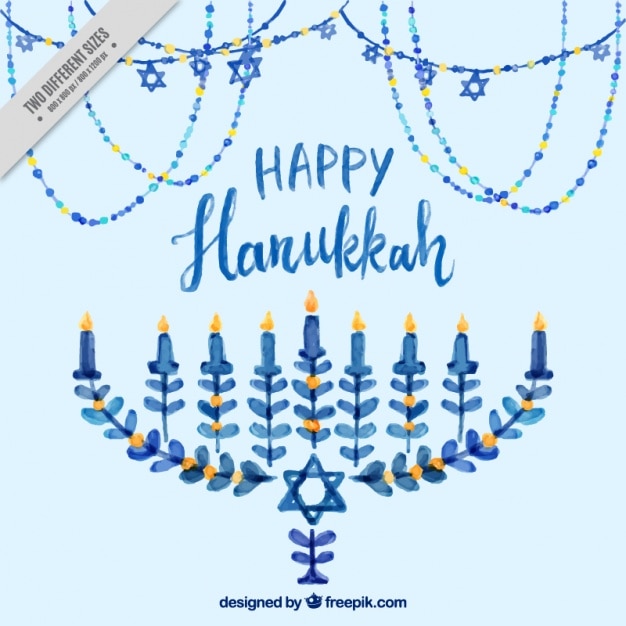 Aquarell hintergrund mit kerzenleuchter für hanukkah