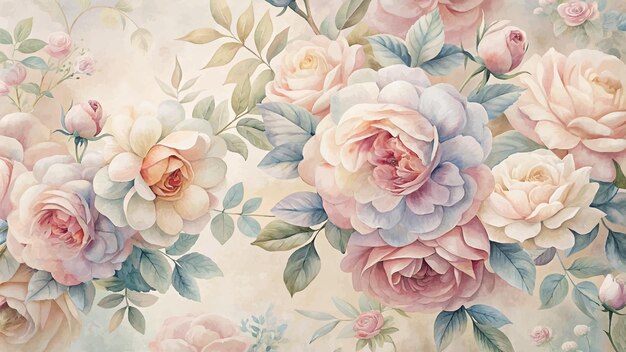 Vektor aquarell-hintergrund mit vintage-rosen