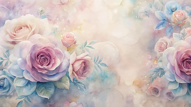 Vektor aquarell-hintergrund von rosen mit weichen farben