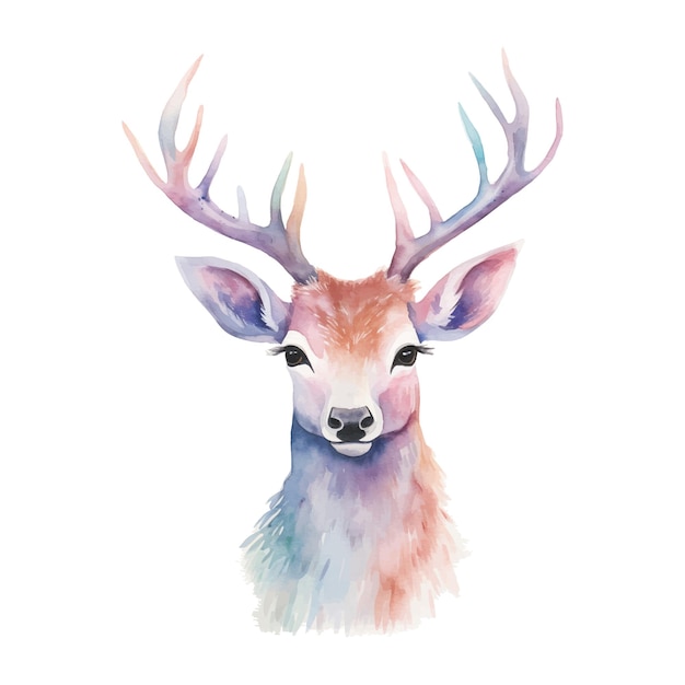 Aquarell Hirsch Vektor-Illustration mit handgezeichneter Farbe