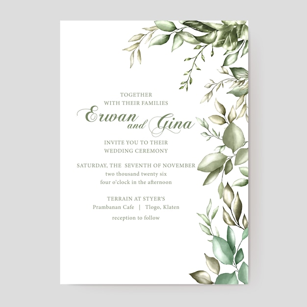 Aquarell Hochzeit Einladung Vorlage Kartendesign