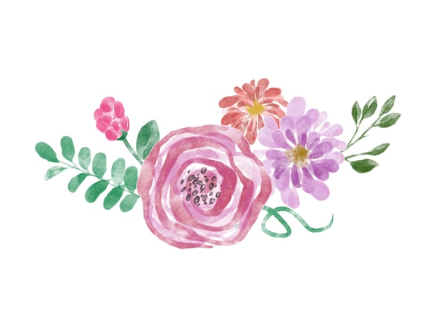 Aquarell-Illustration des Blumenkranzes lokalisierter Hintergrund