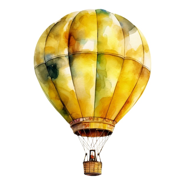 Vektor aquarell-illustration eines gelben heißluftballons